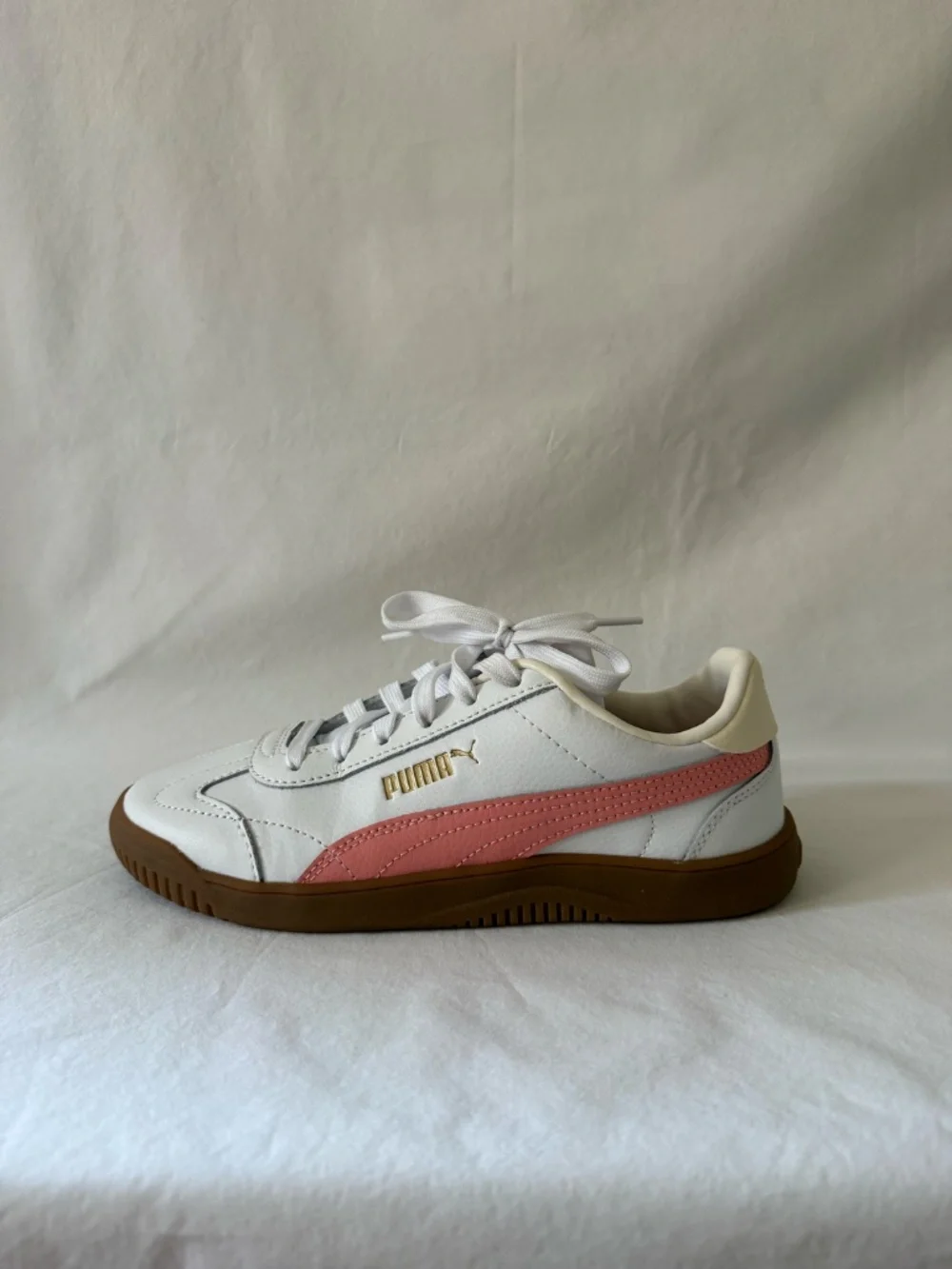 Puma White & Pink Gum Sole Low Top Sneakers